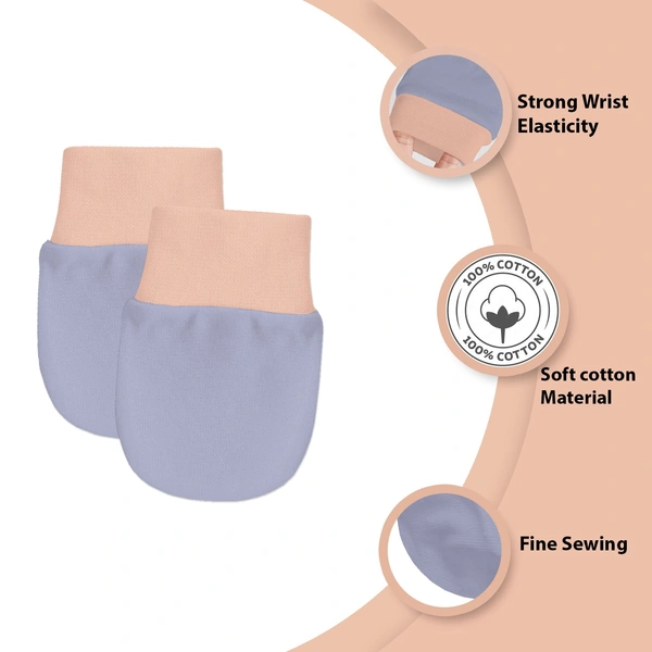 Adhigams Bubbly Bear Newborn Cotton Hand Gloves/Muthi/Hosiery Mittens Set with Gentle Elastic Thread Wristbands | Unisex Mittens for 0-12 Months (Pack of 2 Pairs) - 6-12 M