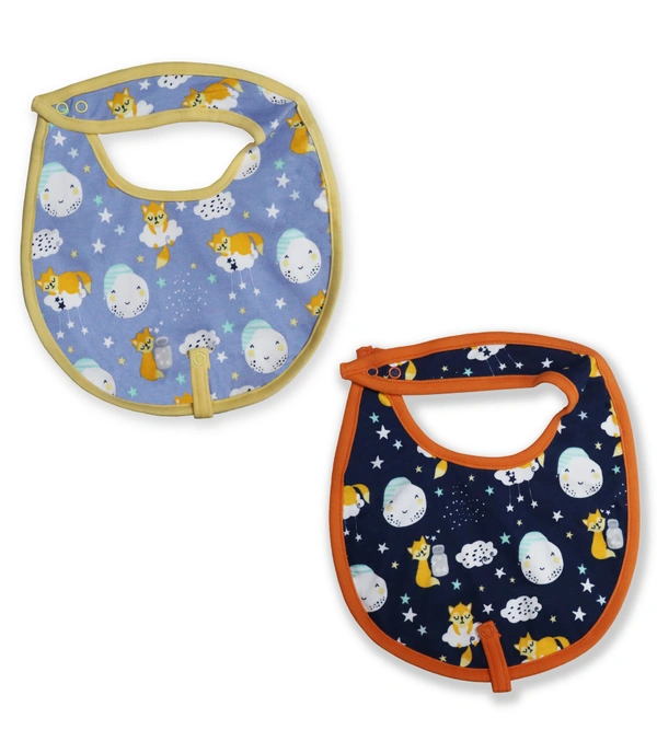 Adhigams Cosmic Night Cotton Baby Neck Cloth Feeding Drool Bibs with Adjustable Snap Button Closure, Super Absorbent & Reusable, Soft, Comfortable & Lightweight Bandana, Bibs - 0-12 M
