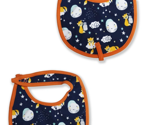 Adhigams Cosmic Night Cotton Baby Neck Cloth Feeding Drool Bibs with Adjustable Snap Button Closure, Super Absorbent & Reusable, Soft, Comfortable & Lightweight Bandana, Bibs - 0-12 M