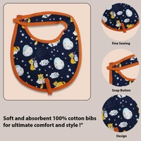 Adhigams Cosmic Night Cotton Baby Neck Cloth Feeding Drool Bibs with Adjustable Snap Button Closure, Super Absorbent & Reusable, Soft, Comfortable & Lightweight Bandana, Bibs - 0-12 M