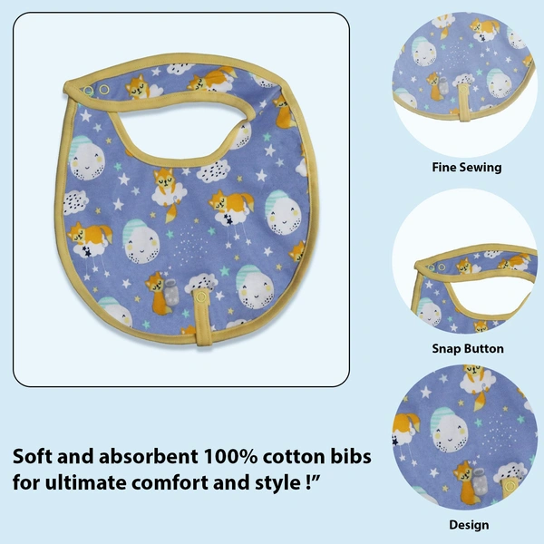 Adhigams Cosmic Night Cotton Baby Neck Cloth Feeding Drool Bibs with Adjustable Snap Button Closure, Super Absorbent & Reusable, Soft, Comfortable & Lightweight Bandana, Bibs - 0-12 M