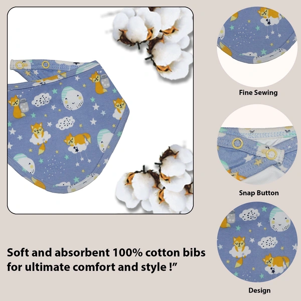 Adhigams Cosmic Night Cotton Baby Neck Cloth Feeding Drool Bibs with Adjustable Snap Button Closure, Super Absorbent & Reusable, Soft, Comfortable & Lightweight Bandana, Bibs - 0-12 M