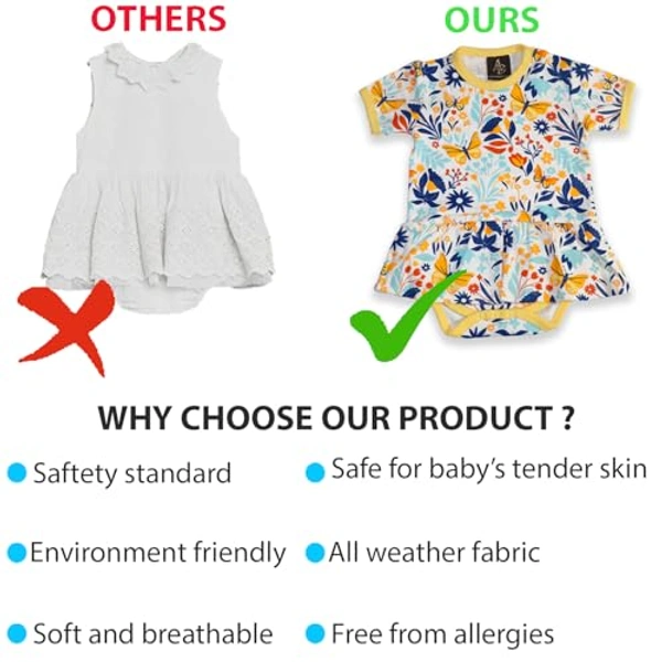 Adhigams New Born Baby Dino Doodle Stylish Cotton Romper for Baby Girl | for 3 to 6 Months (Pack of 1) (Brown)