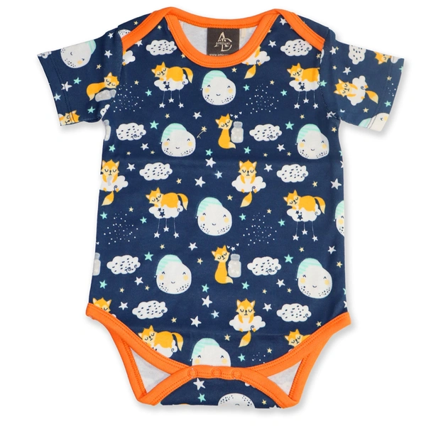 adhigams Cosmic Night New Born Baby Unisex Rompers/Jumpsuit/Sleepsuit/Night Suits For Baby Boys & Girls, Infants, 100% Pure Cotton Suit (0-3/3-6/6-9/9-12/12-18 Months) (Pack Of 1) (Dark Blue)