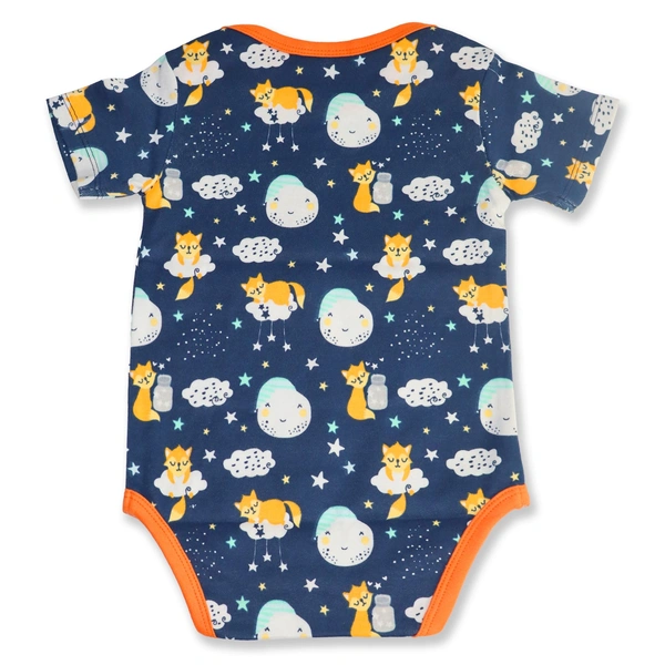 adhigams Cosmic Night New Born Baby Unisex Rompers/Jumpsuit/Sleepsuit/Night Suits For Baby Boys & Girls, Infants, 100% Pure Cotton Suit (0-3/3-6/6-9/9-12/12-18 Months) (Pack Of 1) (Dark Blue)