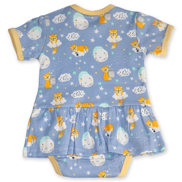 Adhigams Cosmic Night New Born Baby Unisex Rompers/Jumpsuit/Sleepsuit/Night Suits For Baby Boys & Girls, Infants, 100% Pure Cotton Suit (0-3/3-6/6-9/9-12/12-18 Months) (Pack Of 1) (Blue)