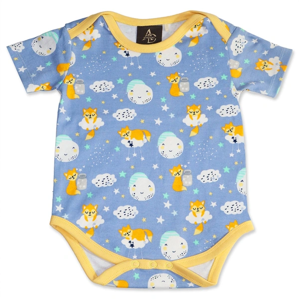 Adhigams Cosmic Night New Born Baby Unisex Rompers/Jumpsuit/Sleepsuit/Night Suits for Baby Boys & Girls, Infants, 100% Pure Cotton Suit (0-3/3-6/6-9/9-12/12-18 Months) (Pack of 1) (Blue)