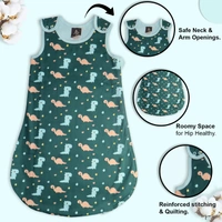 Adhigams Dino Doodle Baby Swaddles for Newborns | Carry Nest & Wearable Blanket | Cotton Baby Bedding for New Born & Infant | Unisex Baby Sleeping Bag | For 0 to 12 Months (Pack of 1) (GREEN) - 0-12 M