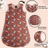 Adhigams Dino Doodle Baby Swaddles for Newborns | Carry Nest & Wearable Blanket | Cotton Baby Bedding for New Born & Infant | Unisex Baby Sleeping Bag | For 0 to 12 Months (Pack of 1) (BROWN) - 0-12 MONTH