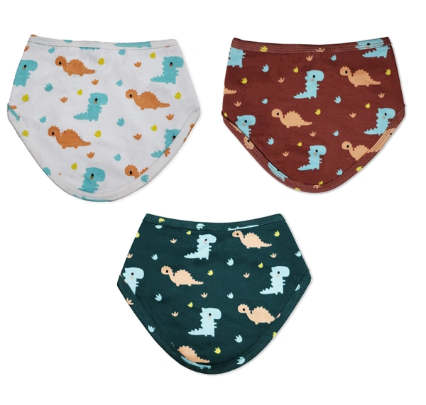 adhigams Dino Doodle Cotton Baby Neck Cloth Feeding Drool Bibs With Adjustable Snap Button Closure, Super Absorbent & Reusable, Soft, Comfortable & Lightweight Bandana, Bibs - 0-12 M