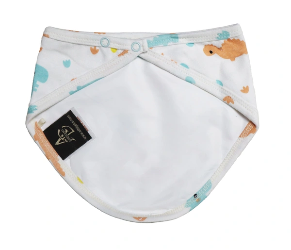 adhigams Dino Doodle Cotton Baby Neck Cloth Feeding Drool Bibs With Adjustable Snap Button Closure, Super Absorbent & Reusable, Soft, Comfortable & Lightweight Bandana, Bibs - 0-12 M