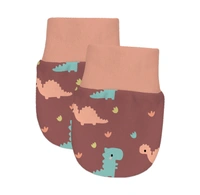 Adhigams Dino Doodle Newborn Cotton Hand Gloves/Muthi/Hosiery Mittens Set with Gentle Elastic Thread Wristbands | Unisex Mittens for 0-12 Months (Pack of 2 Pairs) - 6-12 M