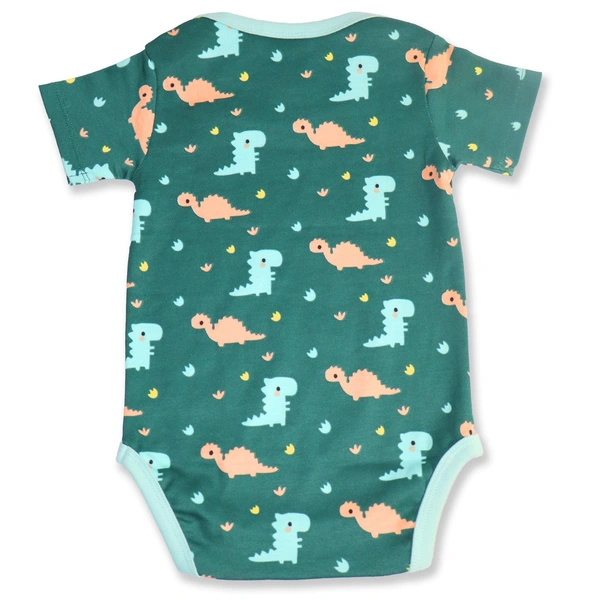 adhigams Dino Doodle-New Born Baby Unisex Rompers/Jumpsuit/Sleepsuit/Night Suits For Baby Boys & Girls, Infants, 100% Pure Cotton Suit (0-3/3-6/6-9/9-12/12-18 Months) (Pack Of 1) (Green)