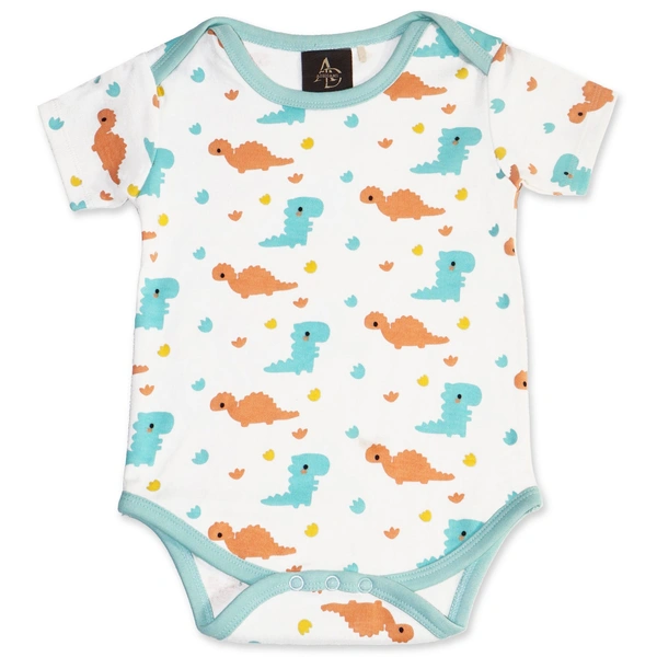 Adhigams Dino Doodle-New Born Baby Unisex Rompers/Jumpsuit/Sleepsuit/Night Suits For Baby Boys & Girls, Infants, 100% Pure Cotton Suit (0-3/3-6/6-9/9-12/12-18 Months) (Pack Of 1) (White)