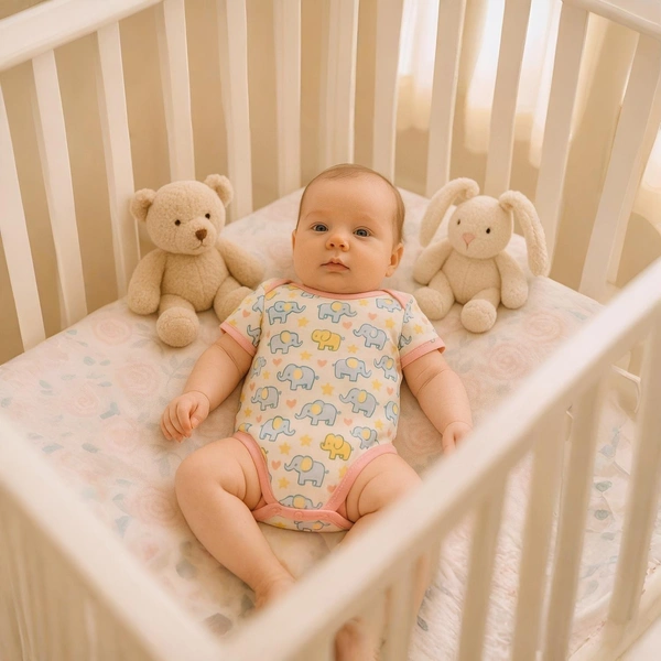 Adhigams Baby Elephant New Born Baby Unisex Rompers/Jumpsuit/Sleepsuit/Night Suits for Baby Boys & Girls, Infants, 100% Pure Cotton Suit (0-3/3-6/6-9/9-12/12-18 Months) (Pack of 1) (Beige) - 9-12 M