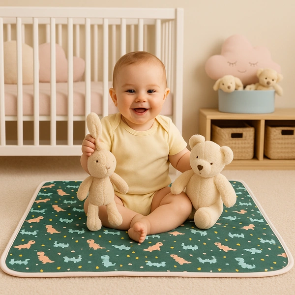 Adhigams New Born Baby Dino Doodle Stylish Cotton Blanket for Baby boy and Girl | for 0 to 12 Months (Pack of 1) (Green) - green