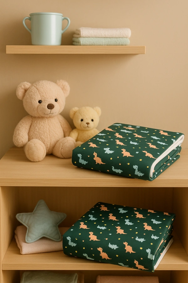 Adhigams New Born Baby Dino Doodle Stylish Cotton Blanket for Baby boy and Girl | for 0 to 12 Months (Pack of 1) (Green) - green