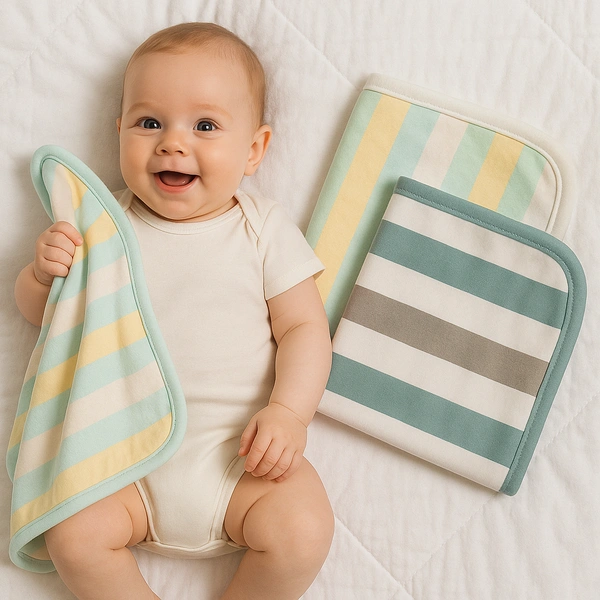 adhigams New Born Baby Jungle On Wheels Napkin | Cotton Baby Napkin for Baby boy and Girl (Pack of 2)