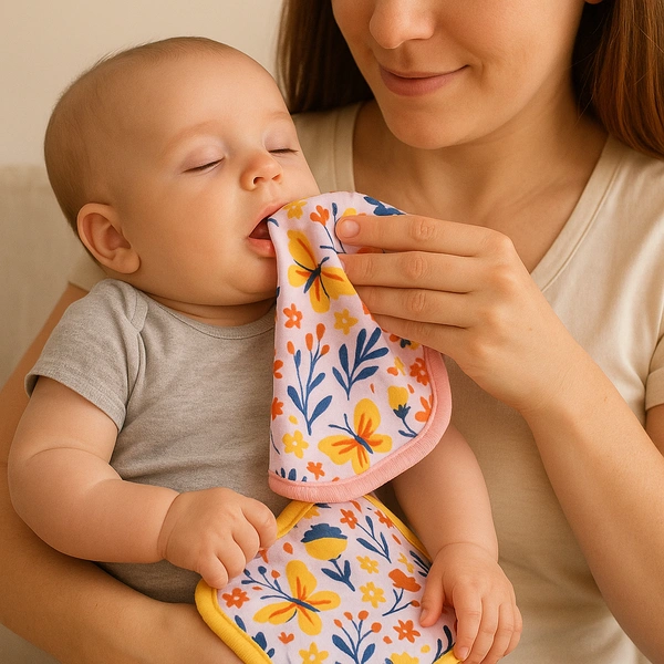adhigams New Born Baby Sky Dancer Cotton Napkin | Cotton Baby Napkin for Baby boy and Girl (Pack of 2) - 0-24 M