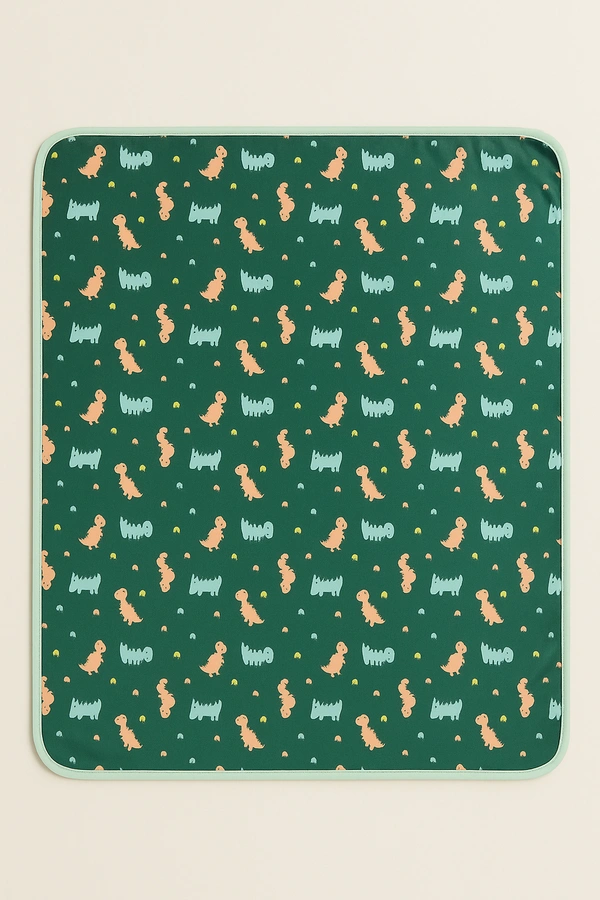 Adhigams New Born Baby Dino Doodle Stylish Cotton Blanket for Baby boy and Girl | for 0 to 12 Months (Pack of 1) (Green) - green