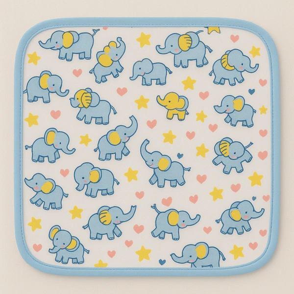 Adhigams New Born Baby Elephant Cotton Napkin | Cotton Baby Napkin for Baby boy and Girl (Pack of 2)