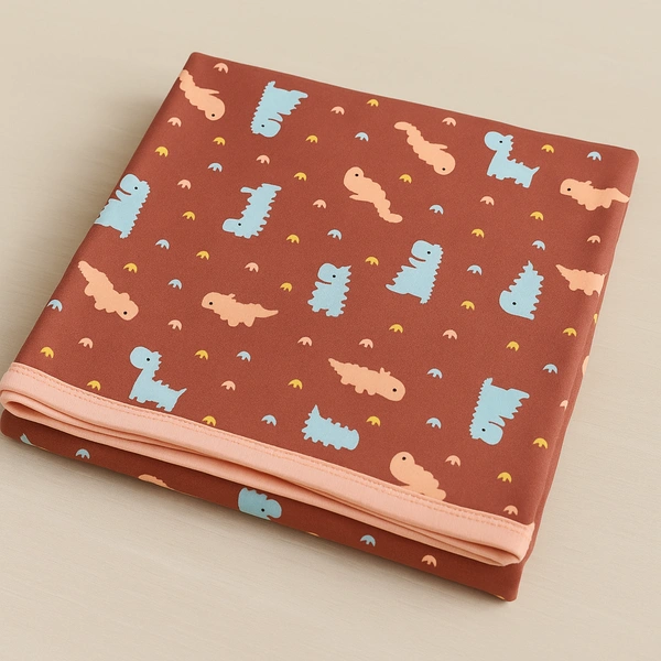 Adhigams New Born Baby Dino Doodle Stylish Cotton Blanket for Baby boy and Girl | for 0 to 12 Months (Pack of 1) (Brown) - 0-12 M, brown