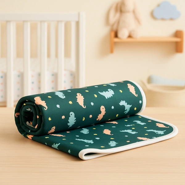Adhigams New Born Baby Dino Doodle Stylish Cotton Blanket for Baby boy and Girl | for 0 to 12 Months (Pack of 1) (Green) - green