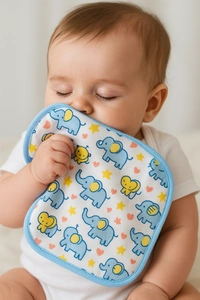 Adhigams New Born Baby Elephant Cotton Napkin | Cotton Baby Napkin for Baby boy and Girl (Pack of 2)