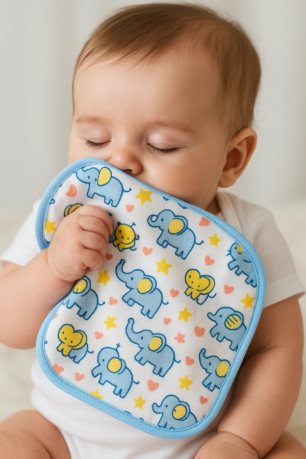 Adhigams New Born Baby Elephant Cotton Napkin | Cotton Baby Napkin for Baby boy and Girl (Pack of 2)