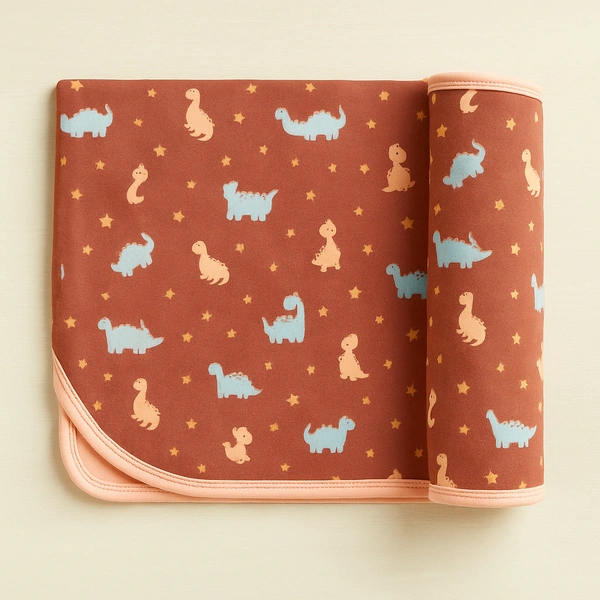Adhigams New Born Baby Dino Doodle Stylish Cotton Blanket for Baby boy and Girl | for 0 to 12 Months (Pack of 1) (Brown) - 0-12 M, brown