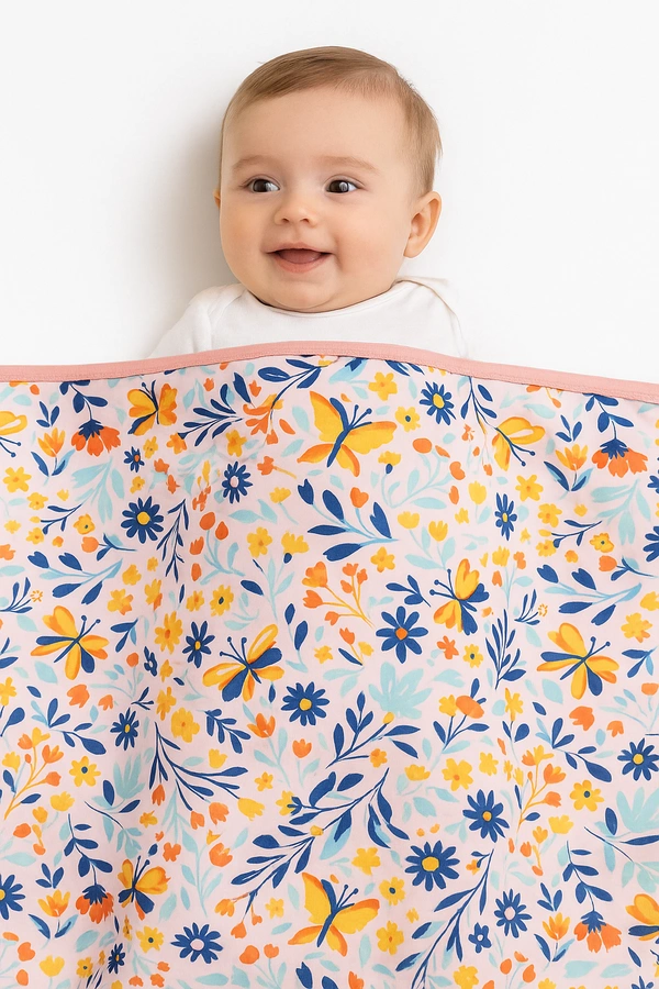 adhigams New Born Baby Sky Dancer Stylish Cotton Blanket for Baby boy and Girl | for 0 to 12 Months (Pack of 1) (Peach) - 0-12 M