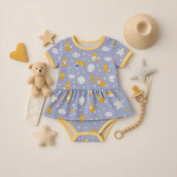 Adhigams Cosmic Night New Born Baby Unisex Rompers/Jumpsuit/Sleepsuit/Night Suits For Baby Boys & Girls, Infants, 100% Pure Cotton Suit (0-3/3-6/6-9/9-12/12-18 Months) (Pack Of 1) (Blue)