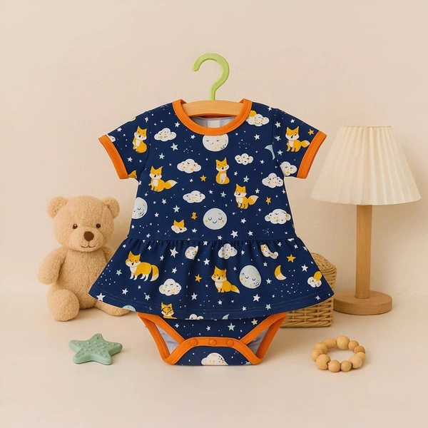 Adhigams Cosmic Night  New Born Baby Unisex Rompers/Jumpsuit/Sleepsuit/Night Suits for Baby Boys & Girls, Infants, 100% Pure Cotton Suit (0-3/3-6/6-9/9-12/12-18 Months) (Pack of 1) (Dark Blue)