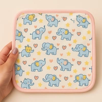 Adhigams New Born Baby Elephant Cotton Napkin | Cotton Baby Napkin for Baby boy and Girl (Pack of 2)