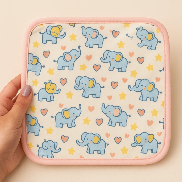 Adhigams New Born Baby Elephant Cotton Napkin | Cotton Baby Napkin for Baby boy and Girl (Pack of 2)