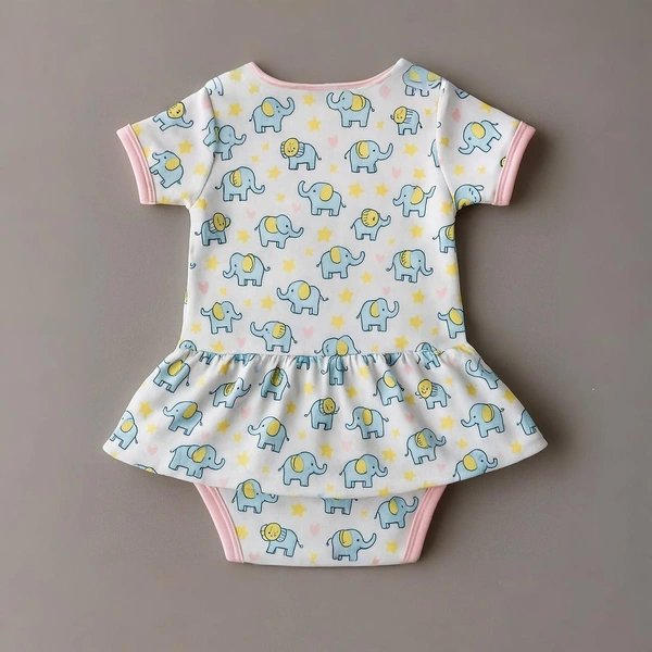 Adhigams Baby Elephant New Born Baby Unisex Rompers/Jumpsuit/Sleepsuit/Night Suits for Baby Boys & Girls, Infants, 100% Pure Cotton Suit (0-3/3-6/6-9/9-12/12-18 Months) (Pack of 1) (Pink) - 6-9 Months
