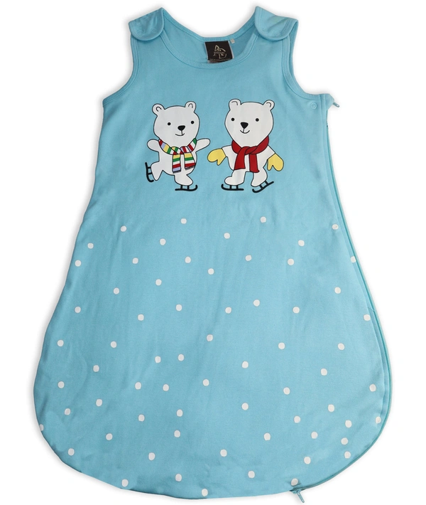 Adhigams Jolly Bear Baby Swaddles for Newborns | Carry Nest & Wearable Blanket | Cotton Baby Bedding for New Born & Infant | Unisex Baby Sleeping Bag | For 0 to 12 Months (Pack of 1) (SKY BLUE) - 0-12 M