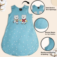 Adhigams Jolly Bear Baby Swaddles for Newborns | Carry Nest & Wearable Blanket | Cotton Baby Bedding for New Born & Infant | Unisex Baby Sleeping Bag | For 0 to 12 Months (Pack of 1) (SKY BLUE) - 0-12 M