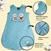 Adhigams Jolly Bear Baby Swaddles for Newborns | Carry Nest & Wearable Blanket | Cotton Baby Bedding for New Born & Infant | Unisex Baby Sleeping Bag | For 0 to 12 Months (Pack of 1) (SKY BLUE) - 0-12 M