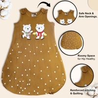 Adhigams Jolly Bear Baby Swaddles for Newborns | Carry Nest & Wearable Blanket | Cotton Baby Bedding for New Born & Infant | Unisex Baby Sleeping Bag | For 0 to 12 Months (Pack of 1) (BROWN) - striped