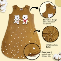 Adhigams Jolly Bear Baby Swaddles for Newborns | Carry Nest & Wearable Blanket | Cotton Baby Bedding for New Born & Infant | Unisex Baby Sleeping Bag | For 0 to 12 Months (Pack of 1) (BROWN) - striped