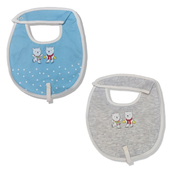 adhigams Jolly Bear Cotton Baby Neck Cloth Feeding Drool Bibs With Adjustable Snap Button Closure, Super Absorbent & Reusable, Soft, Comfortable & Lightweight Bandana, Bibs - 0-12 M
