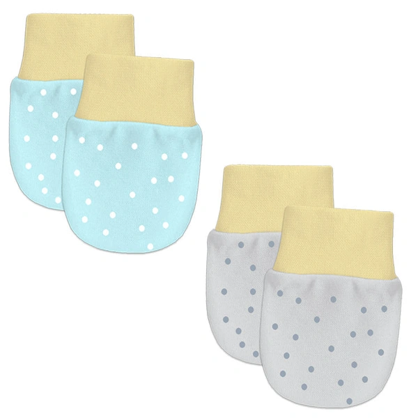 Adhigams Jolly Bear Newborn Cotton Hand Gloves/Muthi/Hosiery Mittens Set with Gentle Elastic Thread Wristbands | Unisex Mittens for 0-12 Months (Pack of 2 Pairs) - 6-12 M