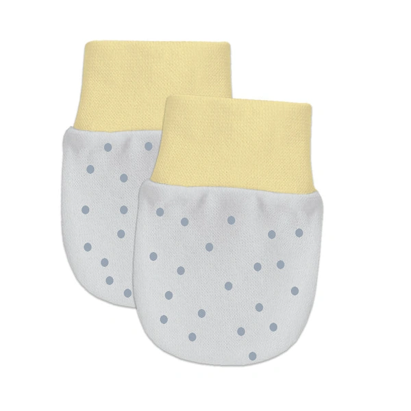 Adhigams Jolly Bear Newborn Cotton Hand Gloves/Muthi/Hosiery Mittens Set with Gentle Elastic Thread Wristbands | Unisex Mittens for 0-12 Months (Pack of 2 Pairs) - 6-12 M