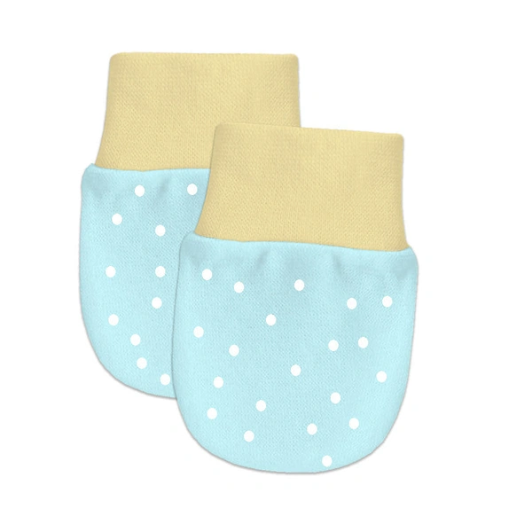 Adhigams Jolly Bear Newborn Cotton Hand Gloves/Muthi/Hosiery Mittens Set with Gentle Elastic Thread Wristbands | Unisex Mittens for 0-12 Months (Pack of 2 Pairs) - 6-12 M