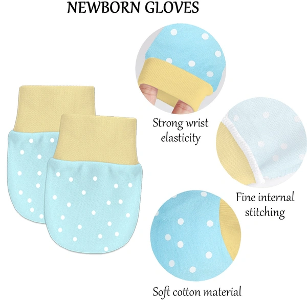 Adhigams Jolly Bear Newborn Cotton Hand Gloves/Muthi/Hosiery Mittens Set with Gentle Elastic Thread Wristbands | Unisex Mittens for 0-12 Months (Pack of 2 Pairs) - 6-12 M