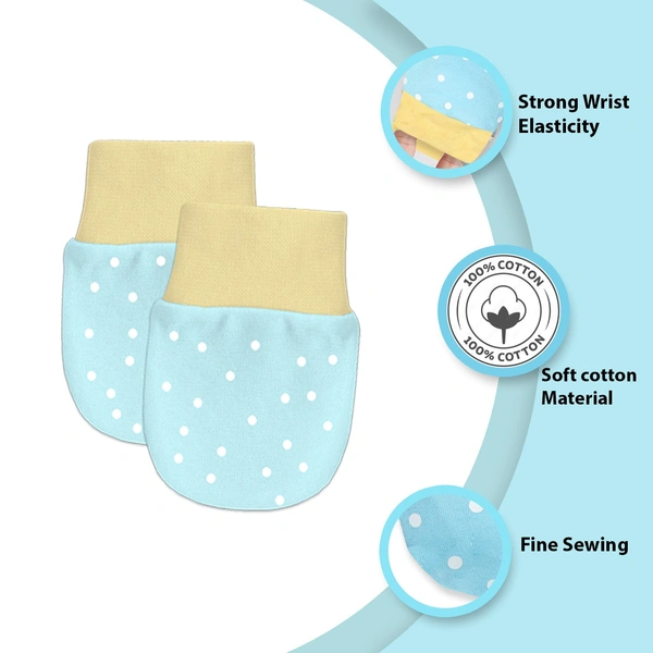 Adhigams Jolly Bear Newborn Cotton Hand Gloves/Muthi/Hosiery Mittens Set with Gentle Elastic Thread Wristbands | Unisex Mittens for 0-12 Months (Pack of 2 Pairs) - 6-12 M