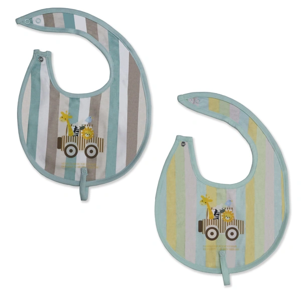 adhigams Jungle On Wheels Cotton Baby Neck Cloth Feeding Drool Bibs With Adjustable Snap Button Closure, Super Absorbent & Reusable, Soft, Comfortable & Lightweight Bandana, Bibs - 0-12 M