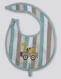 adhigams Jungle On Wheels Cotton Baby Neck Cloth Feeding Drool Bibs With Adjustable Snap Button Closure, Super Absorbent & Reusable, Soft, Comfortable & Lightweight Bandana, Bibs - 0-12 M