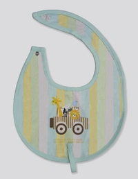 adhigams Jungle On Wheels Cotton Baby Neck Cloth Feeding Drool Bibs With Adjustable Snap Button Closure, Super Absorbent & Reusable, Soft, Comfortable & Lightweight Bandana, Bibs - 0-12 M